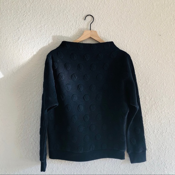 Anthropologie Tops - Anthro Postmark Navy Polkadot Mockneck Pullover